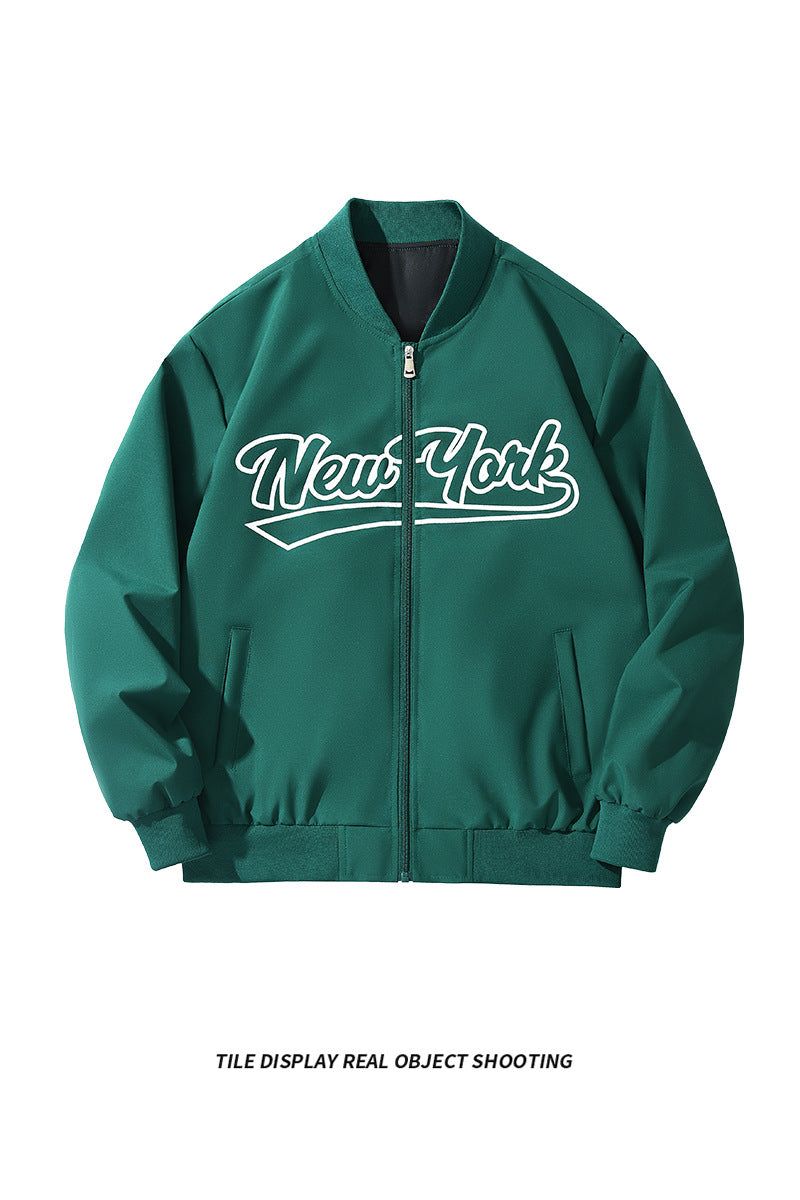 Herren Bomberjacke im College-Stil mit Script-Frontprint und Rippbündchen Nord Taschen