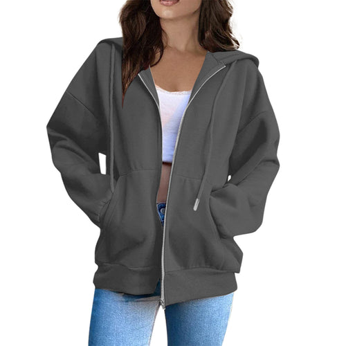 Damen nan lässige Kapuzenjacke mit durchgehendem Reißverschluss, Kängurutaschen und voluminösen Raglanärmeln Nord Taschen