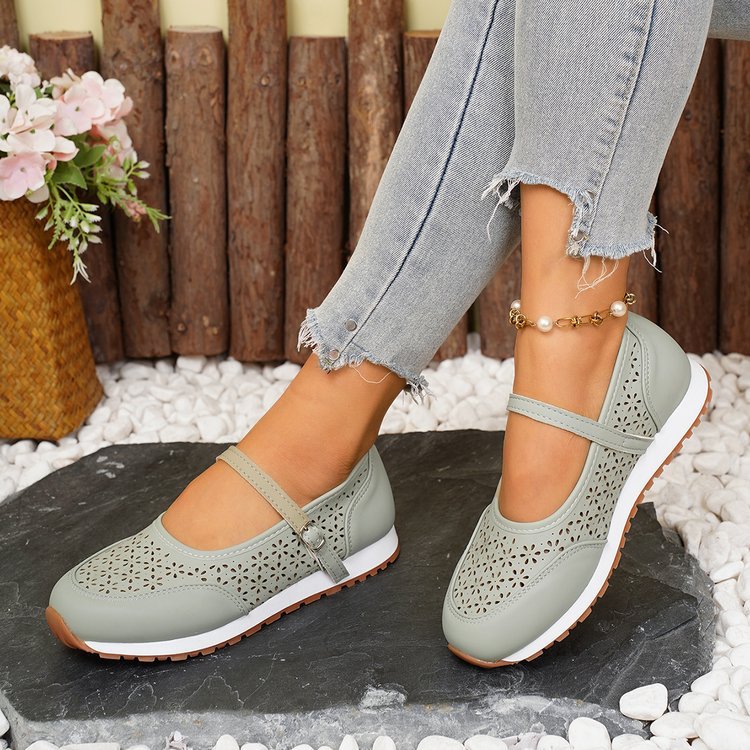 Damen Atmungsaktive Ballerinas mit dekorativer Perforation