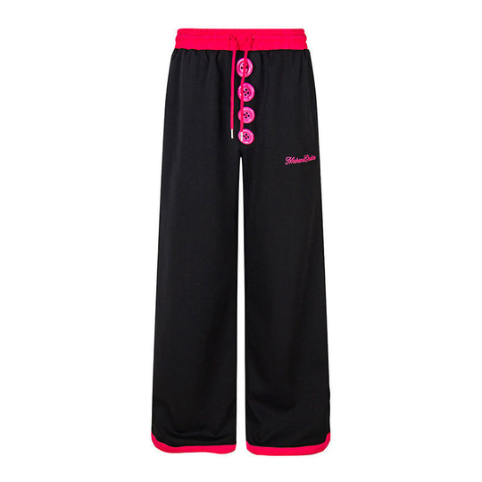 Damen Weite Lounge-Hose mit Zierknopfleiste, hohem Bund und Kordelzug Nord Taschen