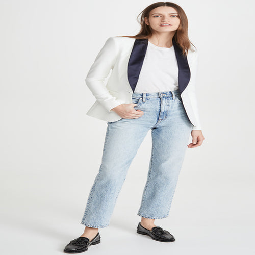 Damen Taillierter Smoking‑Blazer mit satiniertem Schalkragen und Ein‑Knopf‑Front Nord Taschen