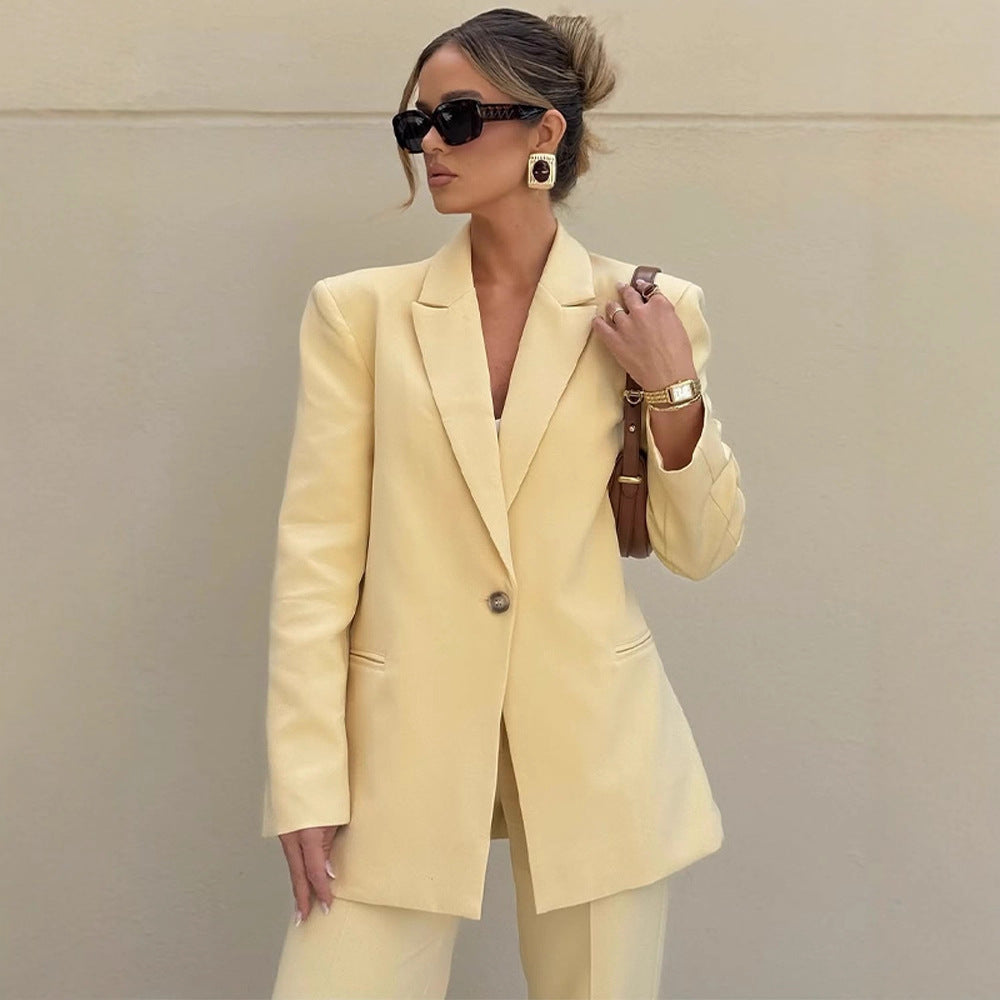 Damen Eleganter Oversize-Blazer mit hoher Taille und weiter Schlaghose Nord Taschen