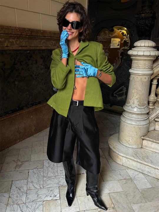 Damen Kurzblazer aus strukturiertem Bouclé mit kastiger Silhouette Nord Taschen
