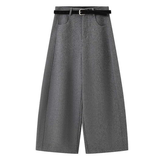 Damen Weite Wollmix-Palazzohose mit hoher Taille, Bundfalten und Eingrifftaschen Nord Taschen