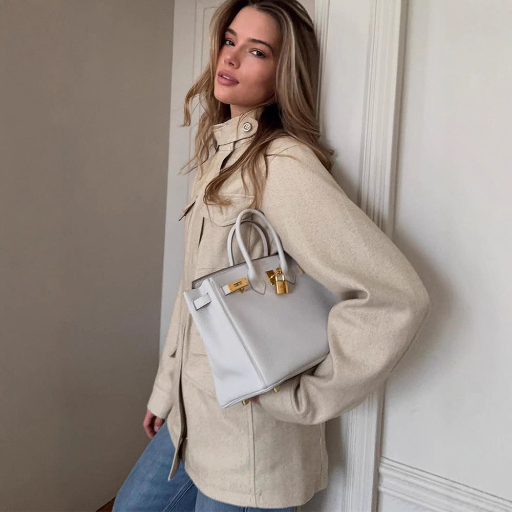 Damen Oversize Fieldjacke aus Wollmix mit Stehkragen und aufgesetzten Pattentaschen Nord Taschen