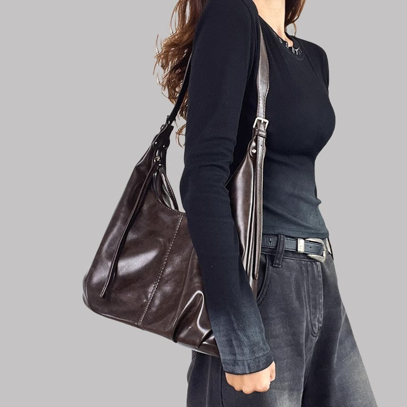 Damen Hobo-Tasche aus luxuriösem, geschmeidigem Kunstleder mit verstellbarem Schulterriemen Nord Taschen