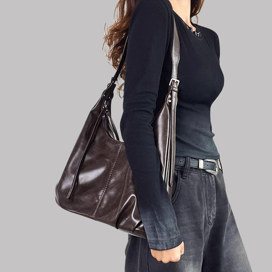 Damen Hobo-Tasche aus luxuriösem, geschmeidigem Kunstleder mit verstellbarem Schulterriemen Nord Taschen