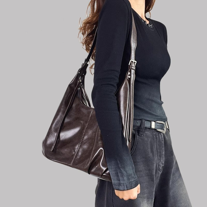 Damen Hobo-Tasche aus luxuriösem, geschmeidigem Kunstleder mit verstellbarem Schulterriemen Nord Taschen