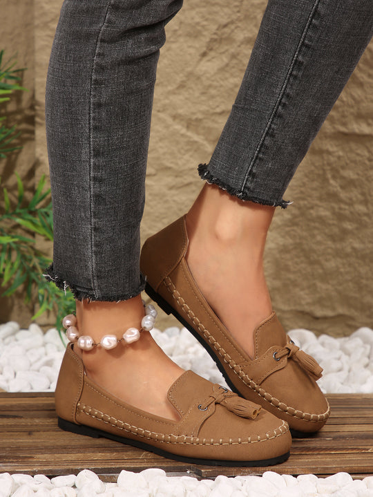 Damen  klassische Mokassin-Slipper mit Quasten und weichem Komfortfußbett Nord Taschen