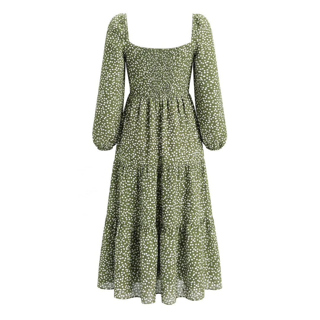 Damen Midikleid mit quadratischem Ausschnitt, gerafftem Rückenteil und Stufenrock Nord Taschen