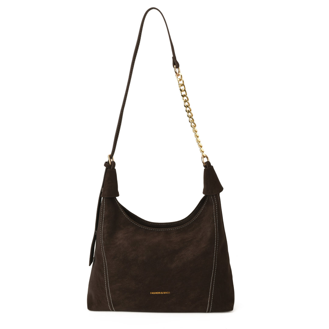 Damen schicke Hobo-Tasche aus weichem Wildleder mit dekorativen Nähten Nord Taschen
