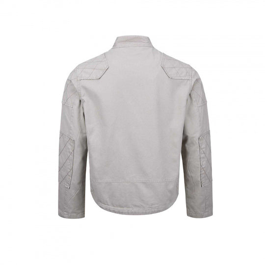 Herren Kurz geschnittene Biker‑inspirierte Baumwolljacke mit Stehkragen, Quilt‑Einsätzen und Reißverschlusstaschen Nord Taschen