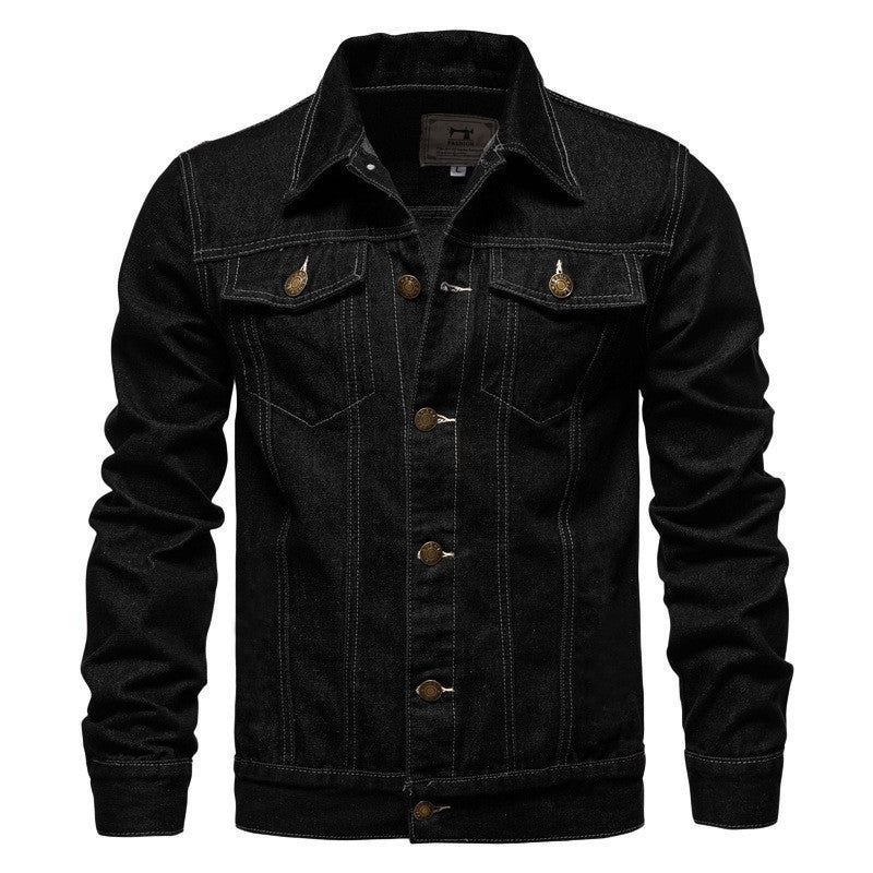 Herren Denim-Truckerjacke Slim Fit mit vintage Metallknöpfen und vertikaler Nahtführung Nord Taschen