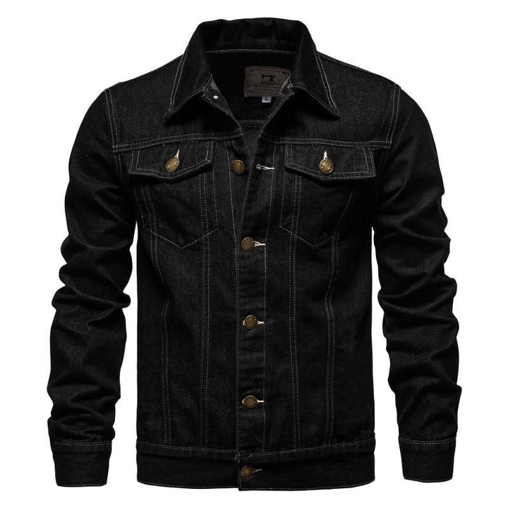 Herren Denim-Truckerjacke Slim Fit mit vintage Metallknöpfen und vertikaler Nahtführung Nord Taschen