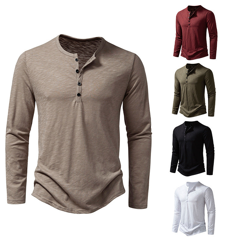 Herren Langarm-Henley-Shirt aus hochwertiger Baumwolle mit modernem Schnitt