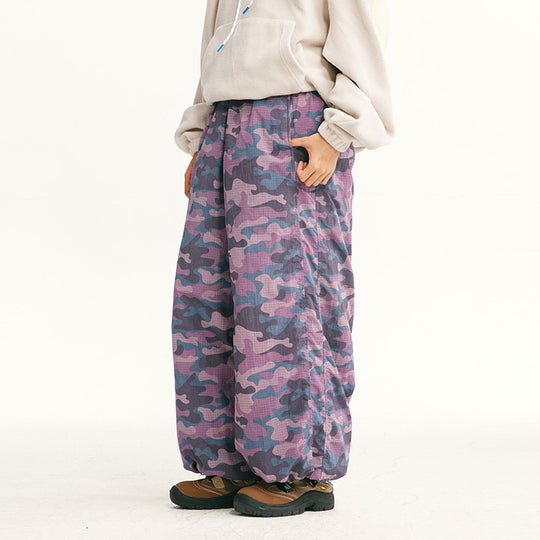 Herren Locker geschnittene Ripstop-Freizeithose mit Camouflage-Muster und elastischem Kordelbund Nord Taschen