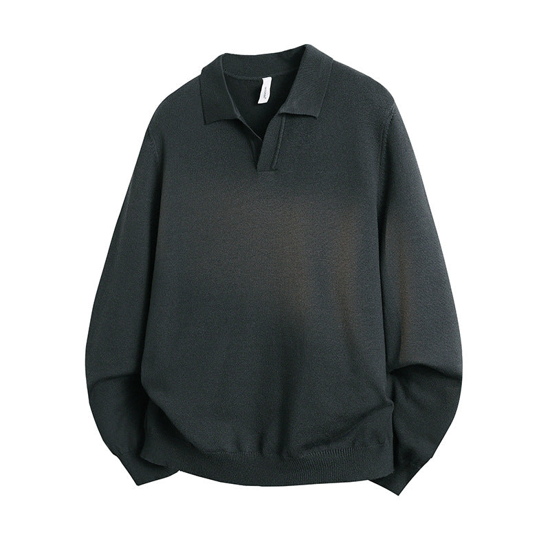 Unisex Oversized Polokragen-Feinstrickpullover mit weitem Schnitt Nord Taschen