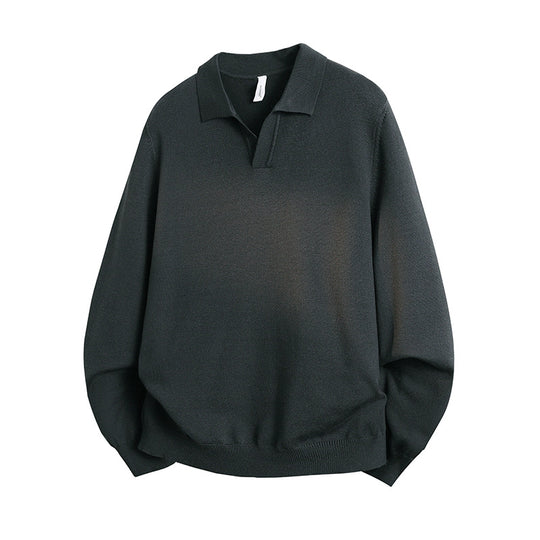 Unisex Oversized Polokragen-Feinstrickpullover mit weitem Schnitt Nord Taschen