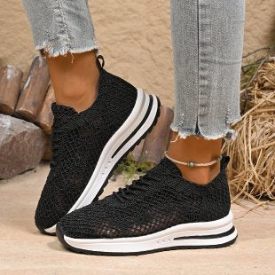 Damen  gestrickte Slip-On Plateau-Sneaker mit atmungsaktivem Obermaterial und gepolstertem Komfortfußbett Nord Taschen