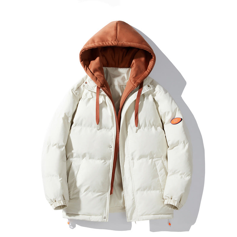 Herren Gepolsterte Winter-Steppjacke mit zweilagiger Kapuze und elastischen Bündchen Nord Taschen