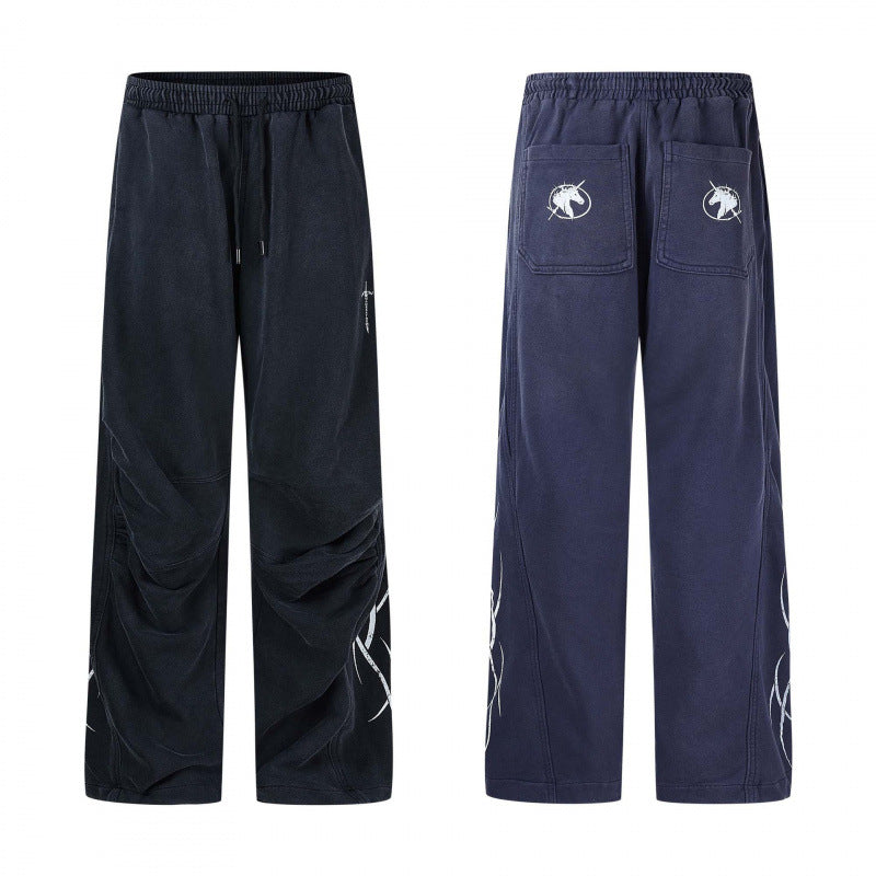 Herren weite Sweatpants im Baggy‑Cut mit Elastikbund, Kordelzug und geraffter Kniepartie Nord Taschen