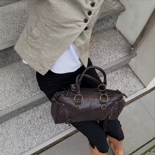 Damen Asymmetrische taillierte Leinen‑Optik Blazerjacke mit schräger Knopfleiste Nord Taschen