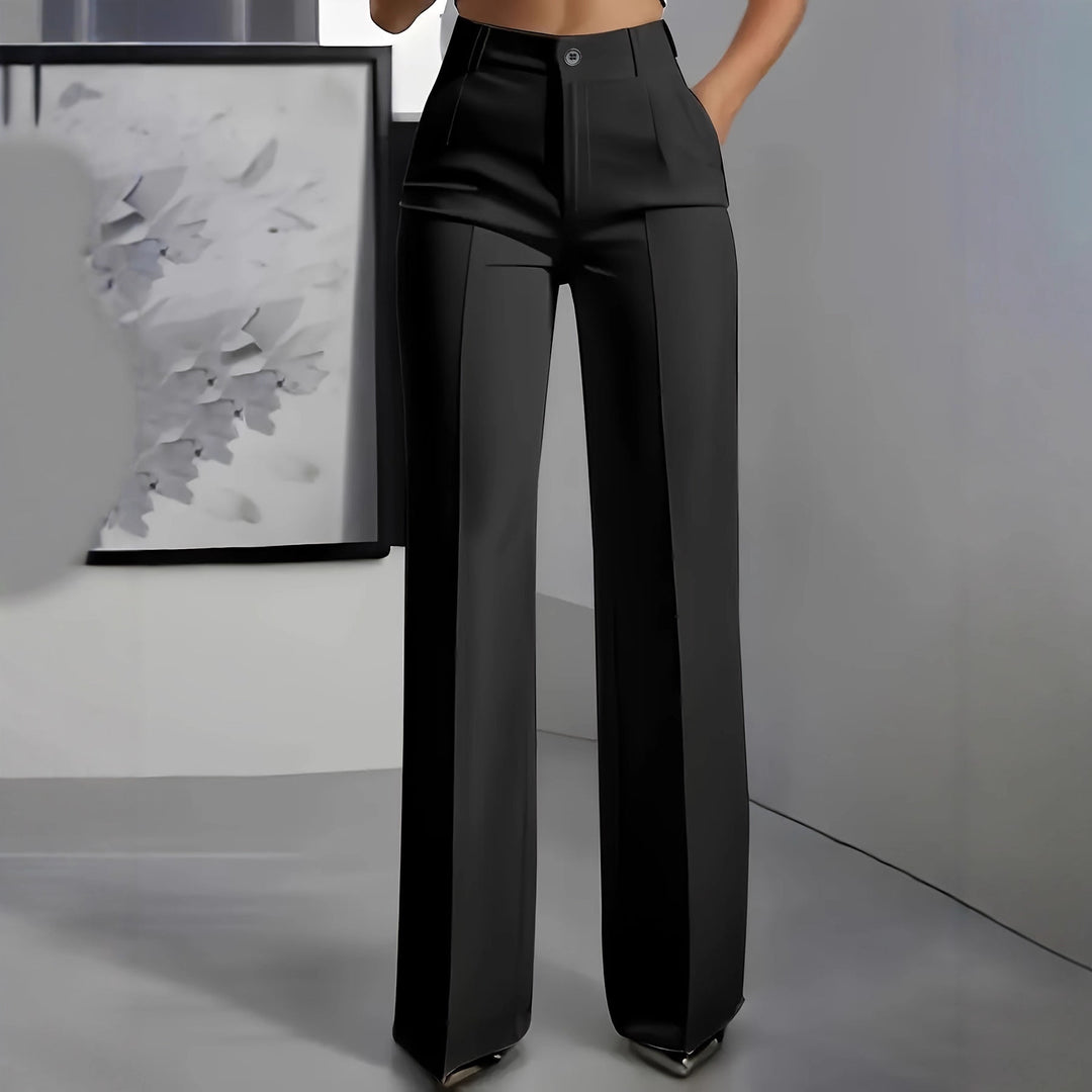 Damen Hochtaillierte Palazzo-Hose mit Bügelfalte und Eingrifftaschen Nord Taschen