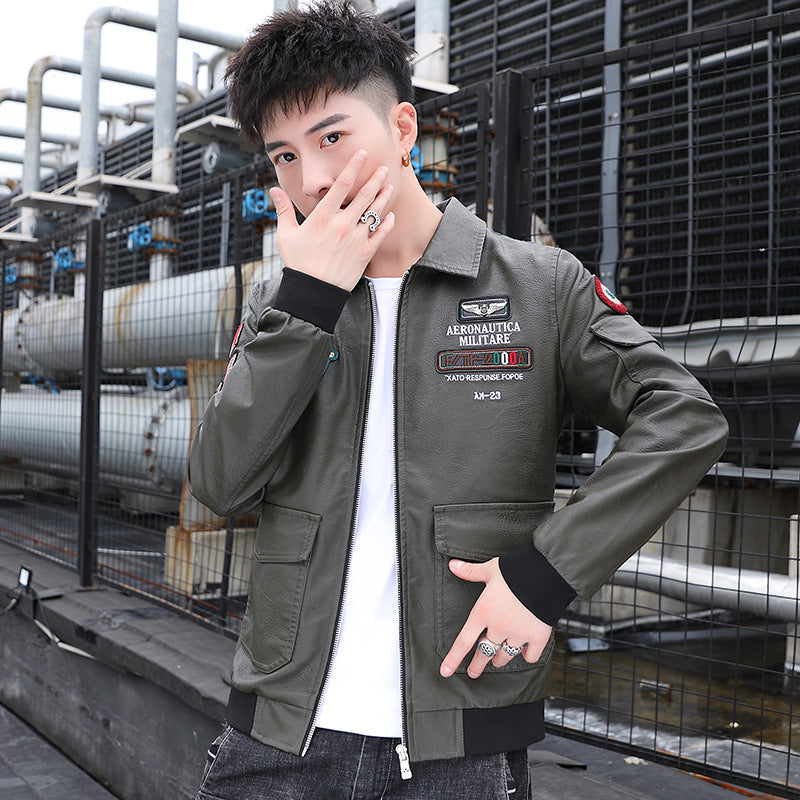 Herren Aviator‑Bomberjacke im Military‑Style mit großem Rückenpatch und Ärmeltasche Nord Taschen