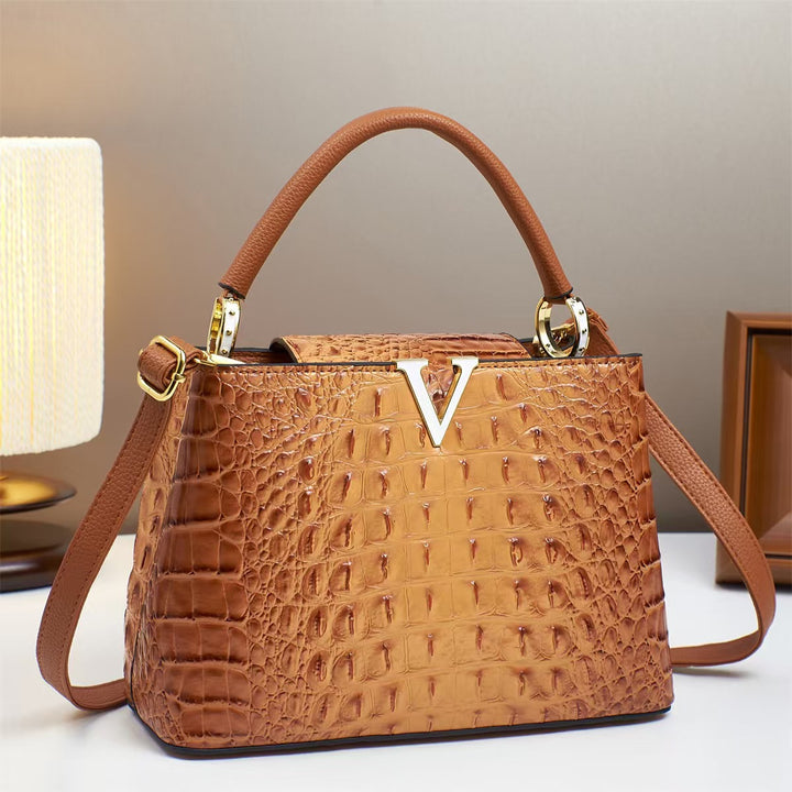 Damen Designer-Handtasche mit luxuriösem Krokodil-Look und elegantem Verschluss Nord Taschen