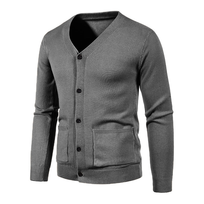 Herren Feinstrick-Cardigan mit V-Ausschnitt, Knopfleiste und aufgesetzten Taschen Nord Taschen