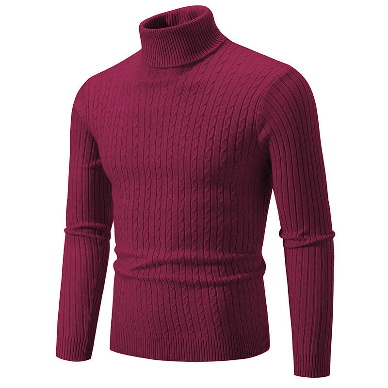 Herren Rollkragenpullover mit Zopfstrick und schlanker Passform Nord Taschen