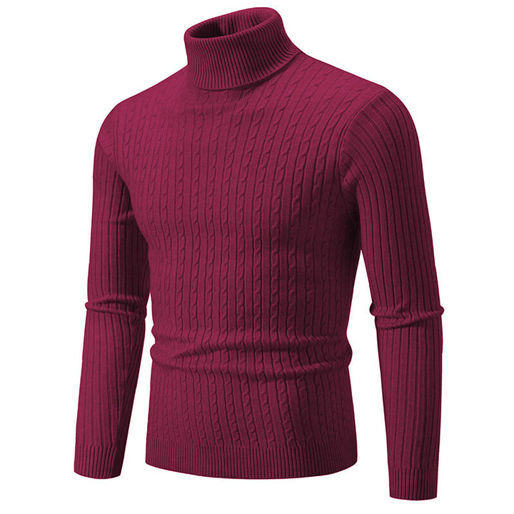 Herren Rollkragenpullover mit Zopfstrick und schlanker Passform Nord Taschen
