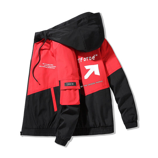 Herren Colorblock Kapuzen-Utility-Jacke mit Printdetails und taktischen Taschen Nord Taschen