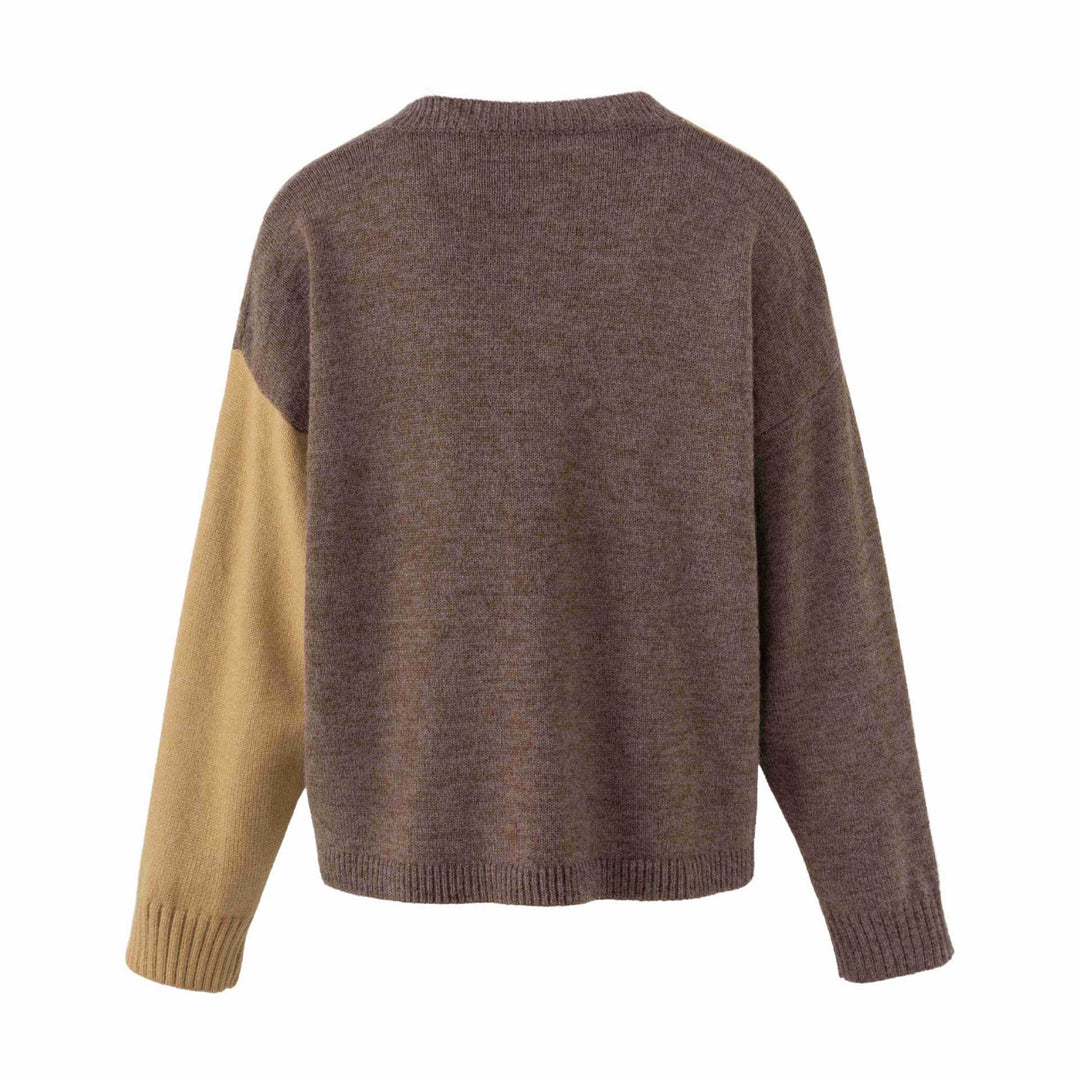 Damen Strickcardigan im Patchwork‑Look mit Zopfmuster und Rundhalsausschnitt Nord Taschen