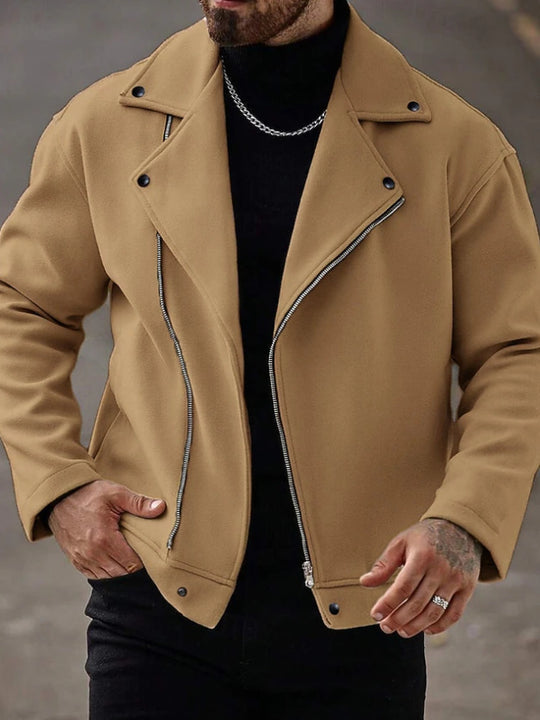 Herren Modische Winterjacke mit hohem Kragen und asymmetrischem Reißverschluss Nord Taschen