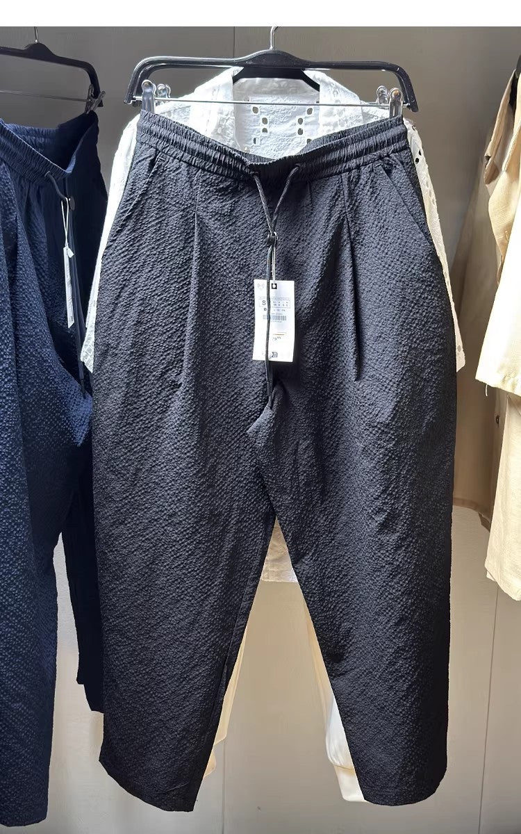 Herren Texturierte Jogginghose mit elastischem Bund Kordelzug und tapered Bein Nord Taschen