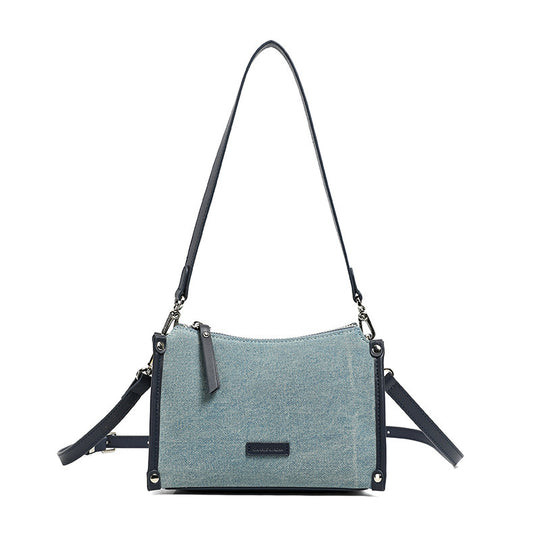 Damen Umhängetasche aus strapazierfähigem Denim mit hochwertigem Kunstledereinzug Nord Taschen