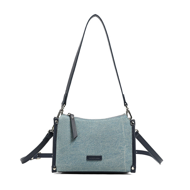 Damen Umhängetasche aus strapazierfähigem Denim mit hochwertigem Kunstledereinzug Nord Taschen