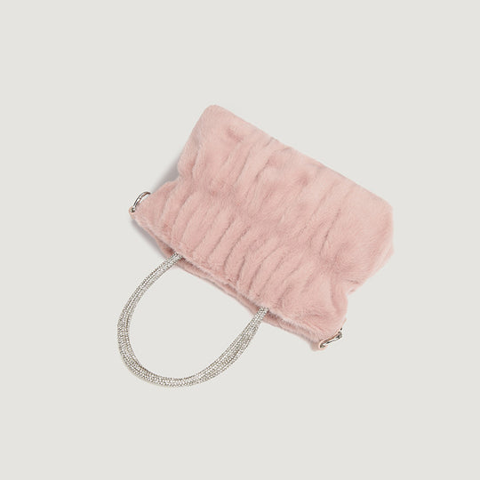 Damen Clutch-Tasche mit elegantem Plüschbezug und modischem Kettenriemen Nord Taschen