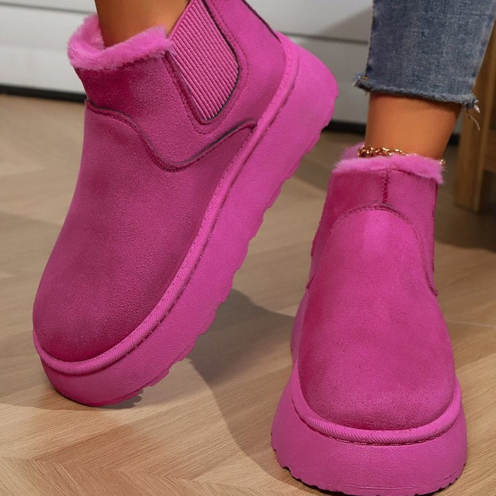 Damen  gefütterte Chelsea-Boots im Velours‑Look mit hohem Plateau‑Sohlenprofil und weichem Innenfutter Nord Taschen