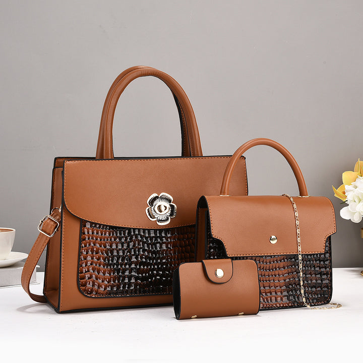 Damen elegante Handtasche mit strukturiertem Design und abnehmbarer Mini-Clutch Nord Taschen