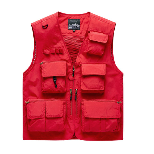 Herren Multifunktionale Outdoor‑Utilityweste mit Mesh‑Rücken, Mehrfach‑Fronttaschen und durchgehendem Reißverschluss Nord Taschen