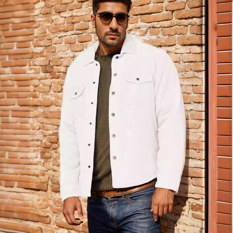 Herren Kord-Worker-Overshirt mit Druckknopfleiste, Pattentaschen und aufgesetzten Eingrifftaschen Nord Taschen