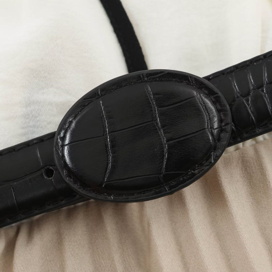 Damen Plissiertes Midikleid mit Wick‑V‑Ausschnitt und Taillengürtel Nord Taschen