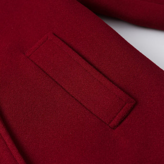 Damen Kurzer Doppelreihiger Wollmix-Kurzmantel mit großem Revers, Krempelmanschetten und Pattentaschen Nord Taschen