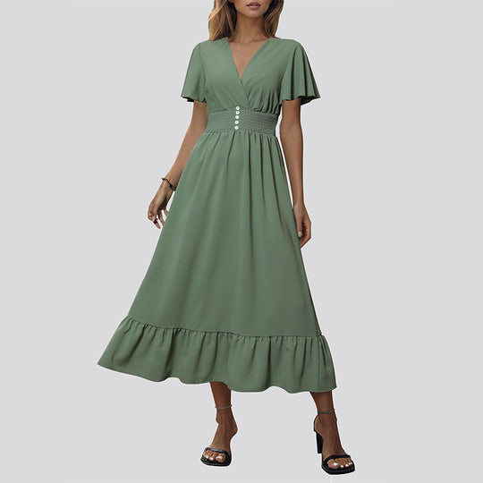 Damen Elegant fließendes Maxikleid Nord Taschen