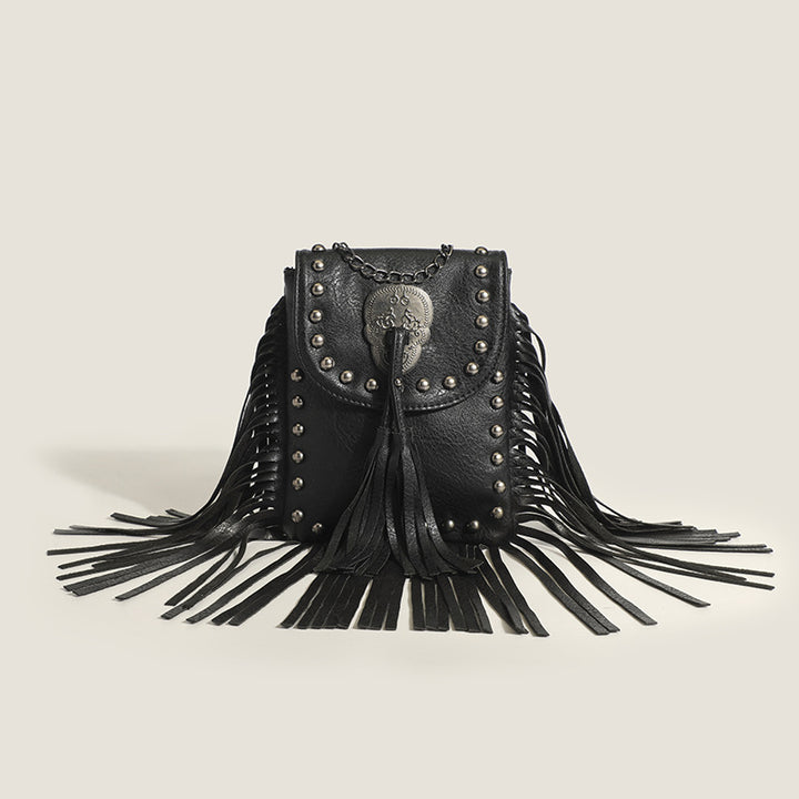Damen Vintage Umhängetasche mit fransenbesetztem Design Nord Taschen
