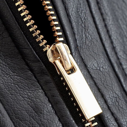 Damen Boxy-Kunstleder-Blouson mit elastischer Taillenpartie, aufgesetzten Brusttaschen und sichtbarem Reißverschluss Nord Taschen