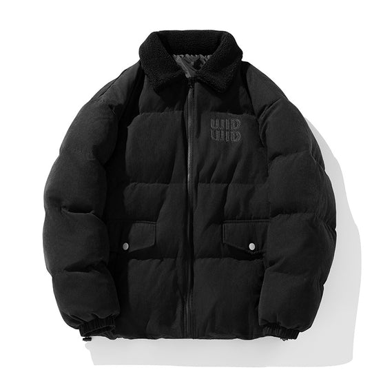 Unisex Wattierte Cord-Optik-Steppjacke mit Teddykragen und aufgesetzten Pattentaschen Nord Taschen