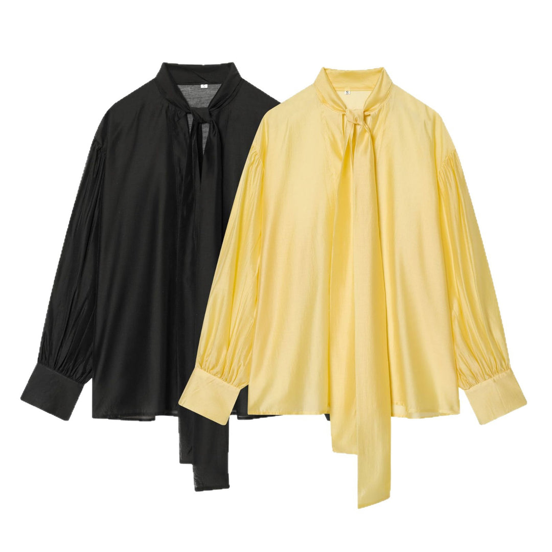 Damen Bluse mit Schleifenkragen und voluminösen Ballonärmeln Nord Taschen